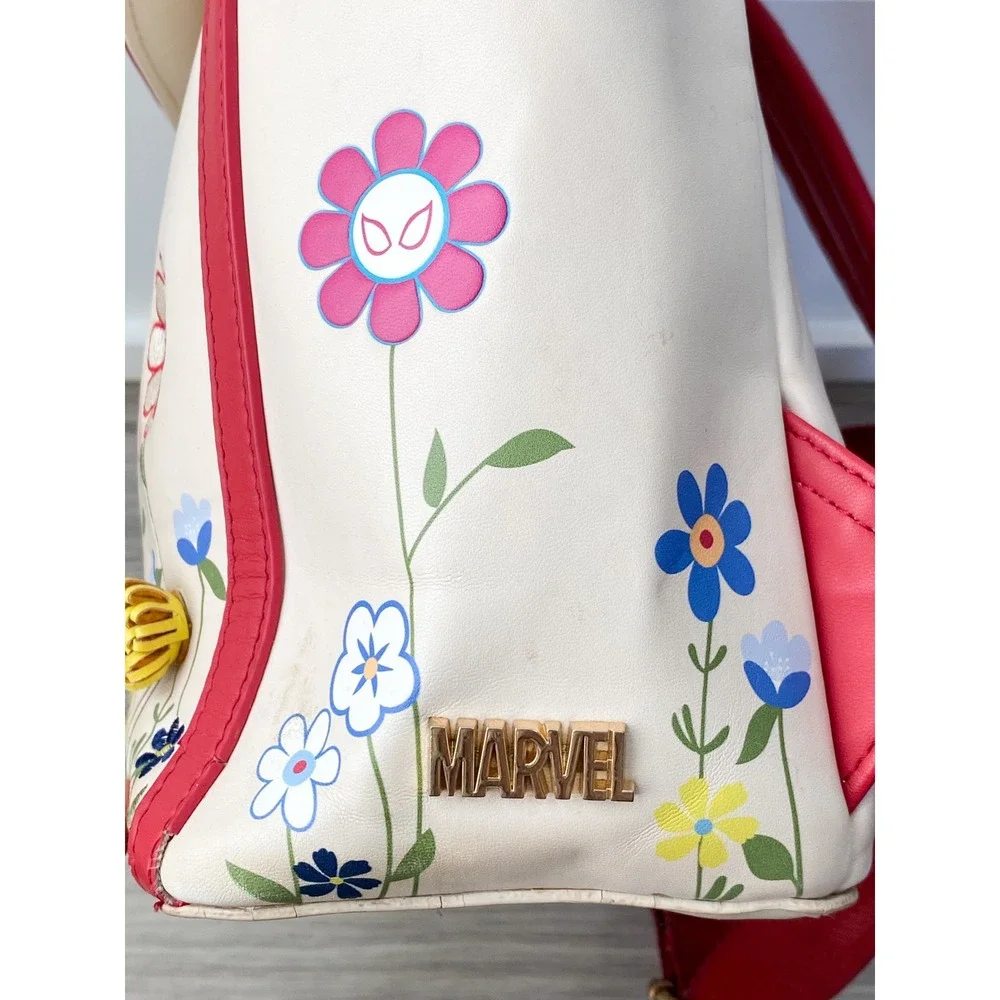 Boxlunch Our Universe Marvel Spider-Man Floral Mini Backpack Cream Red Universal